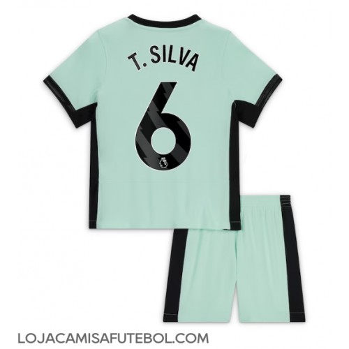 Camisa de Futebol Chelsea Thiago Silva #6 Equipamento Alternativo Infantil 2023-24 Manga Curta (+ Calças curtas)